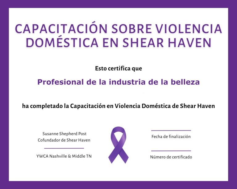 Capacitación de Shear Haven sobre violencia doméstica